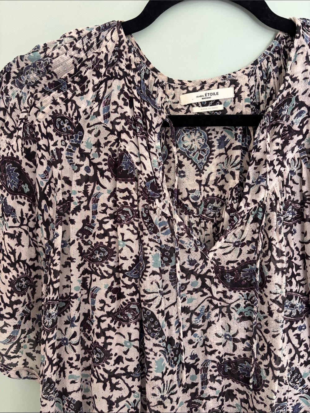 Isabel Marant Etoile Nesyla Short Sleeve Paisley Boho Blouse (Size 38/ US 6) - Picture 5 of 6